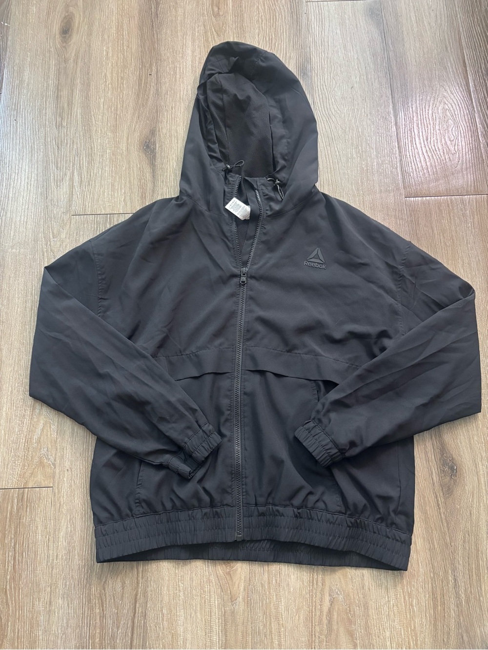 Reebok Black Hooded Zip-Up Windbreaker Jacket